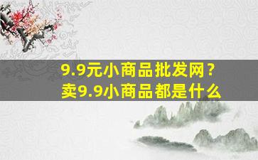 9.9元小商品批发网？卖9.9小商品都是什么