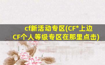cf新活动专区(CF*上边CF个人等级专区在那里点击)