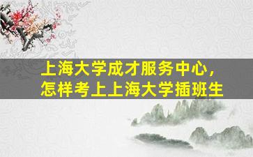 上海大学成才服务中心，怎样考上上海大学插班生