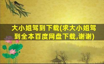 大小姐驾到下载(求大小姐驾到全本百度网盘下载,谢谢)