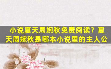 小说夏天周婉秋免费阅读？夏天周婉秋是哪本小说里的主人公