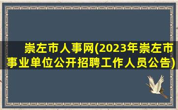 崇左市人事网(2023年崇左市事业单位公开招聘工作人员公告)