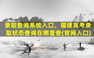 录取查询系统入口，福建高考录取状态查询在哪里查(*入口)