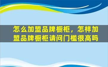 怎么加盟品牌橱柜，怎样加盟品牌橱柜请问门槛很高吗