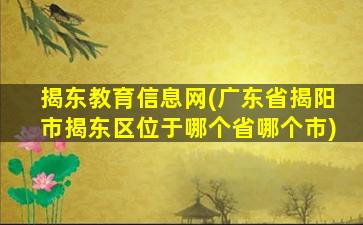 揭东教育信息网(广东省揭阳市揭东区位于哪个省哪个市)