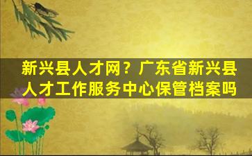 新兴县人才网？广东省新兴县人才工作服务中心保管档案吗