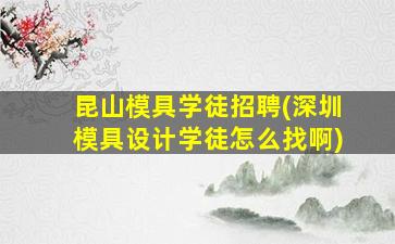 昆山模具学徒招聘(深圳模具设计学徒怎么找啊)
