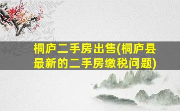 桐庐二手房*(桐庐县最新的二手房缴税问题)