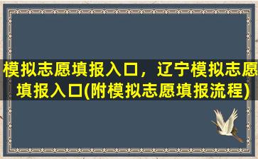 模拟志愿填报入口，辽宁模拟志愿填报入口(附模拟志愿填报流程)