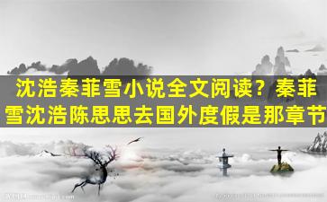 沈浩秦菲雪小说全文阅读？秦菲雪沈浩陈思思去国外度假是那章节