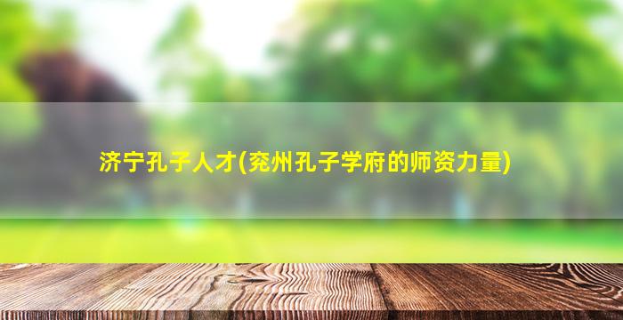 济宁孔子人才(兖州孔子学府的师资力量)