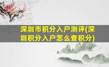 深圳市积分入户测评(深圳积分入户怎么查积分)