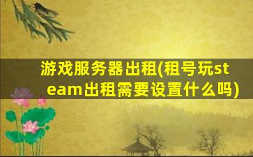 游戏服务器出租(租号玩steam出租需要设置什么吗)