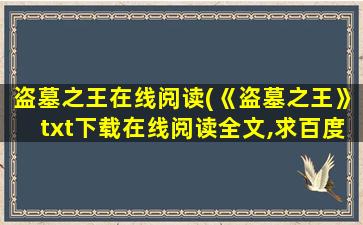 盗墓之王在线阅读(《盗墓之王》txt下载在线阅读全文,求百度网盘云资源)