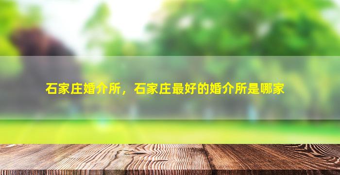 石家庄婚介所，石家庄最好的婚介所是哪家